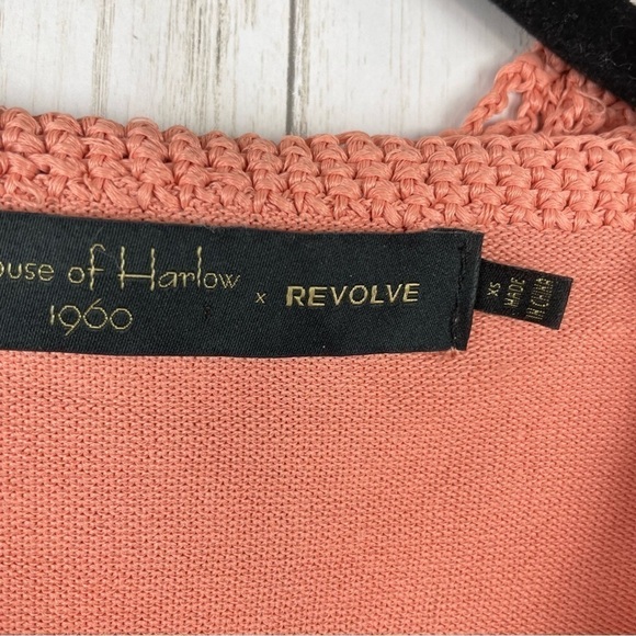House of Harlow 1960 x Revolve peach knit crochet open sleeve sweater top XS - Picture 7 of 9
